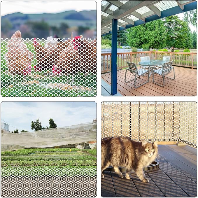 Upgraded 15.7IN x 33FT ABS Plastic Chicken White Wire Fence Mesh, Poultry Fencing, Hexagonal Fencing Wire for Gardening, Construction Barrier Netting, Chicken Wire Frame Crafts, Floral Netting