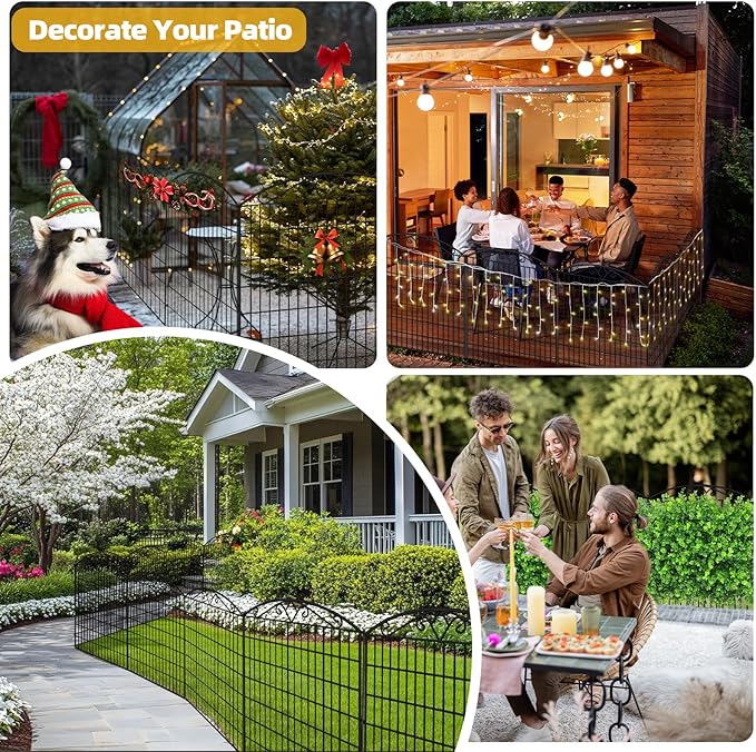 15 Panels No Dig Dog Fence Outdoor for Yard, 33in(H) x 32.5ft(W) Tall Animal Barrier Fencing Panels, Rustproof Ground Stakes Temporary Wire Screen for Patio