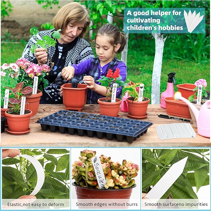 Plant Labels 4 Inch 600Pcs Plastic Plant Name Tags for Seedlings Garden Labels Markers Nursery Plant Tags Seed Labels Stakes with Permanet Marking Pen Plant Markers for Outdoor Garden (White600)