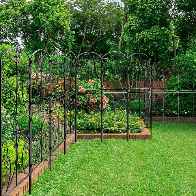 Decorative Garden Fence 15 Pack, 37.5in(H) x 16ft(L) Animal Barrier Fence, Rustproof Metal Fencing for Yard, Dog Rabbits Wire Section Garden Edging Border for Yard Patio Garden, Arched