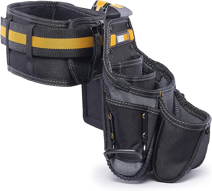 ToughBuilt ClipTech Series – 3-Piece Handyman Tool Belt Set, Modular ClipTech™ System with 2 Rugged Pouches & Heavy-Duty Padded Belt, 1680D Reinforced Construction (TB-CT-111-CP)