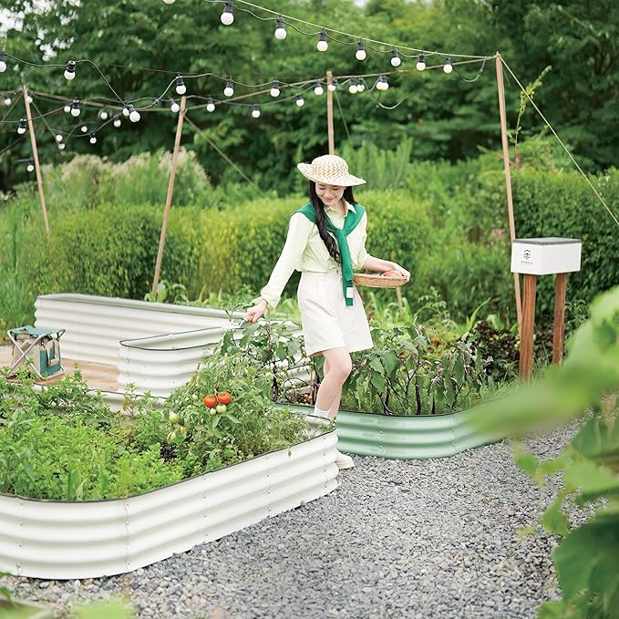 DaisyVibe Raised Garden Bed Kit, Planter Raised Garden Boxes Outdoor, Oval Large Metal Raised Garden Beds for Vegetables Flowers (Gray, 6.5ftx2ftx1ft)