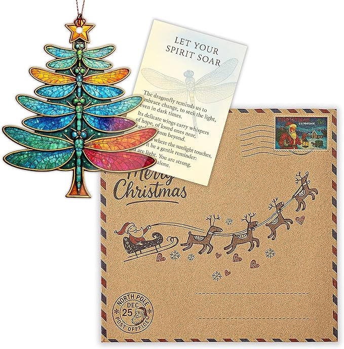 Women 2025 - Christmas Ornaments - Dagonfly Ornament - Dragon Fly Gift for Women - Dragonfly Gifts - Dragonfly Ornaments - Christmas Ornament 2025 - RUSATEN ONM-540-RST-CRMfly