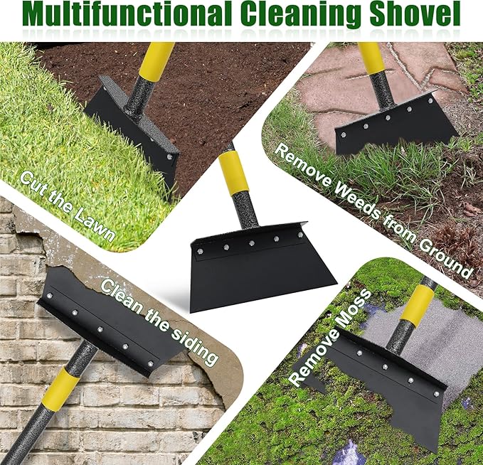 Heavy-Duty Garden Shovel 60inch All-Season Outdoor Tool with 4.3" Wide Blade, Rust-Proof Steel & Ergonomic Handle for Seniors (Weed Removal, Snow Scraper, Moss Cleaner)