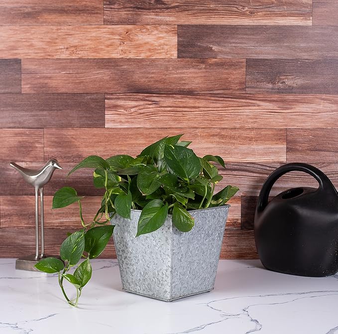 BIRDROCK HOME 2 Pack 8" Rustic Square Planter - Indoor or Outdoor Plant Flower - Patio Porch Garden Pots - Rust and Weather Resistant