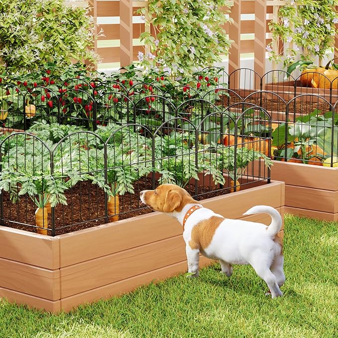 Goovilla Garden Fence, Total 27ft(L) x 24in(H) Garden Fencing Animal Barrier, 25 Pcs Rustproof Metal Fence Panels, Black No Dig Fence, Decorative Garden Fences and Borders for Dogs, Flower Bed, Patio