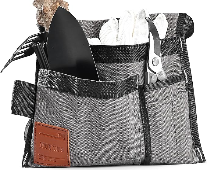 6-Pocket Single Side Tool Belt Pouch/Utility Belt Bag/Tool Apron for Carpenter/Gardening/Waist .Durable Canvas Construction.Comfortable Adjustable Belt.Light Weight (grey)