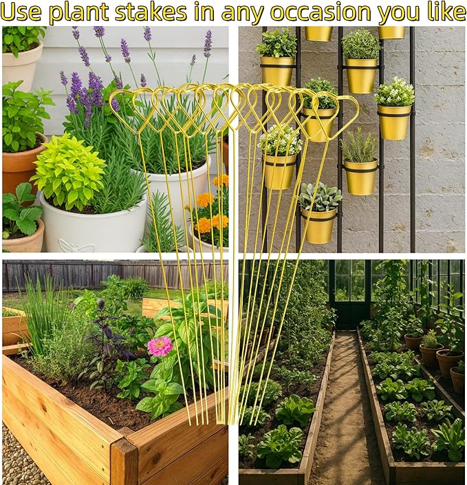 Garden Markers & Plant Labels Kit, All-in-One with 20 Golden 12 Inch Metal Stakes & 40 Waterproof Reusable Tags, Ties and Marker for Outdoor and Indoor Potted Plants
