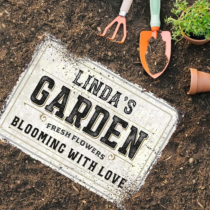 Custom Garden Sign, Christmas Season, Personalized Rustic Name for Backyard Décor Sign, 12x18 Inches, Rust Free .063 Aluminum, Fade Resistant, Made in USA by Sigo Signs