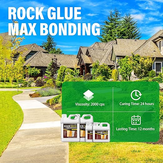Rock Glue for Landscaping - Strong Mulch Glue for Pea Gravel Landscape, Concentrated Pea Gravel Stabilizer, Max Bonding Outdoor Mulch Binder for Walkways, Driveways, Garden, Patios, Yard (0.5 Gallon)