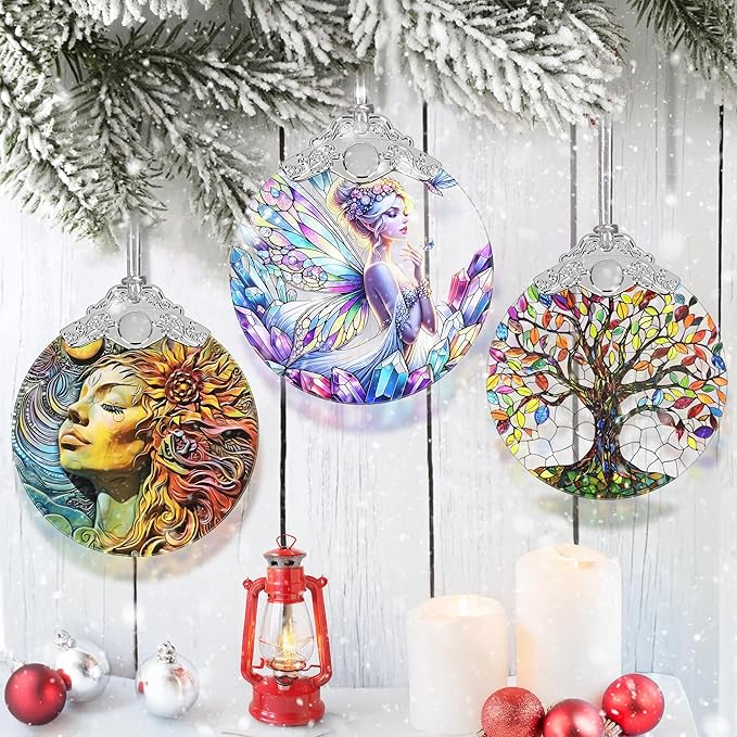 Enchanting Fairy Christmas Ornament - Stained Glass Hanging Decor for Tree - Gift for Friends, Sisters