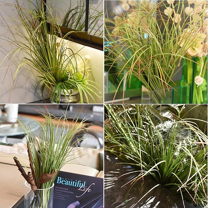 8PCS Artificial Plants, Shrubs Wheat Grass Greenery Stems for Home Decor, Fake Tall Grass Plant for Outdoor Indoor Decor