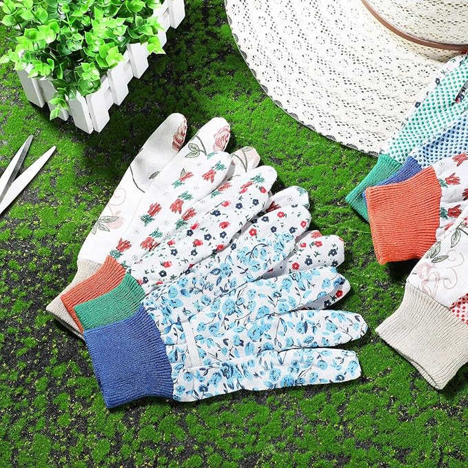 Geiserailie 4 Pairs Garden Gloves with Soft PVC Dots Women Working Yard Gloves for Yard Cleaning,Fishing,Gardening,Weeding,Planting,Watering