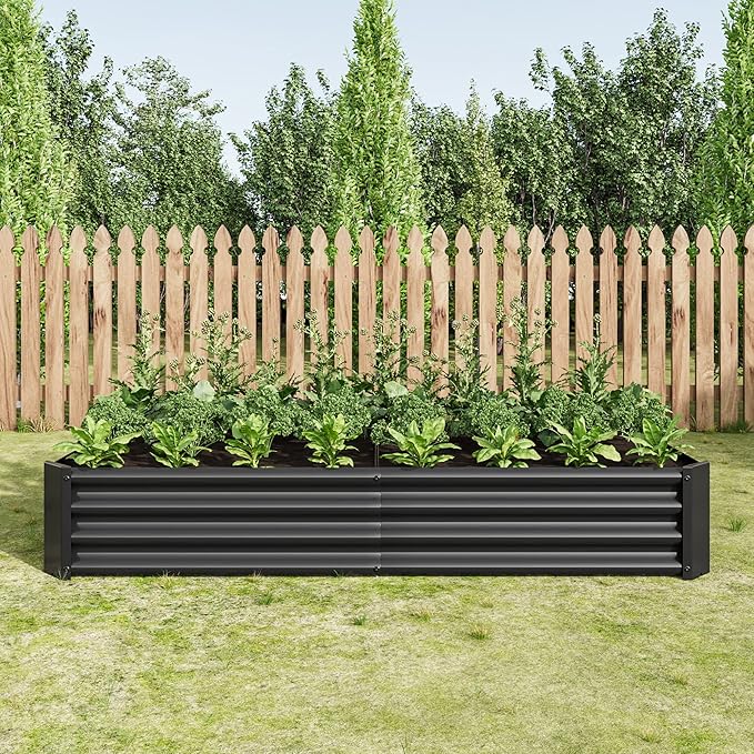 Galvanized Raised Garden Bed for Vegetables,Planter Raised Garden Boxes Outdoor,Metal Raised Garden Beds Steel Kit for Vegetables Flower Herb Patio Black Rectangle