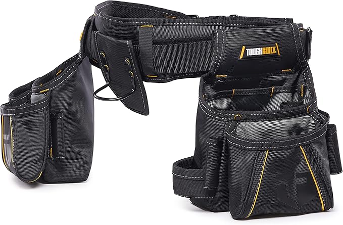 ToughBuilt - Carpenter Tool Belt with Pockets and 2 Hammer Holders - Heavy Duty, Deluxe Premium Quality, Durable - Adjustable Size - TB-303-4