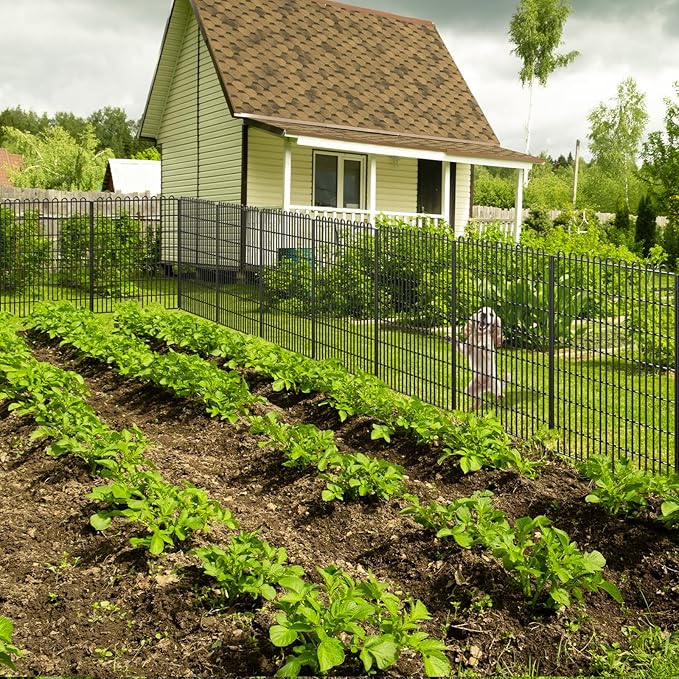 Decorative Garden Fence 10 Panels 23.6 ft(L) X 40 in(H) Animal Barrier for Yard, Patio, Garden Borders, No-Dig Outdoor Fencing with Rustproof Metal Panels, Temporary Ground Stakes for Dogs, Rabbit