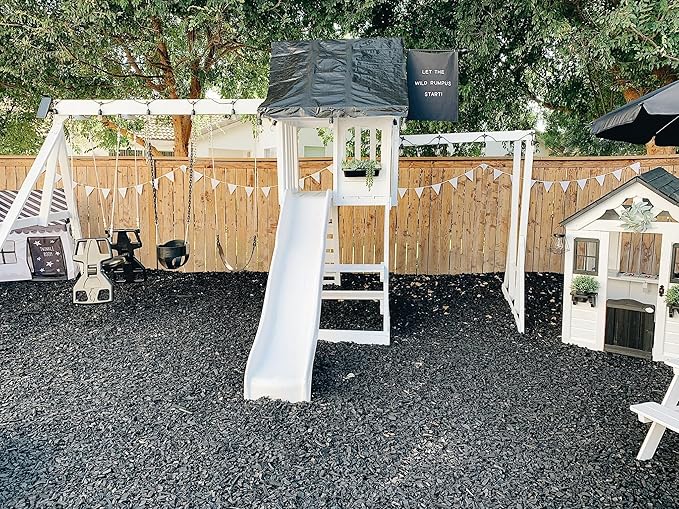 – 100% Wire-Free Premium Grade Nugget Rubber Mulch for Playgrounds & Landscaping | Safe for Kids & Pets, No Replacement Needed, Ultra Durable | Black, 20 lb (0.8 cu ft)