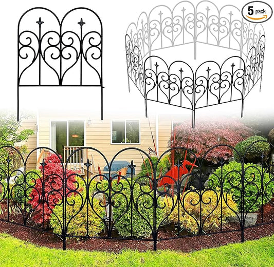 Decorative Garden Fence 32 in (H) x 10 ft (L) Outdoor Rustproof Metal Dog Pet Fence Animal Barrier, Garden Fencing Panel Border for Yard Patio Flower Bed
