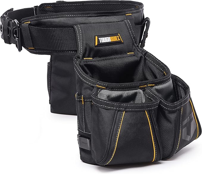 ToughBuilt - Carpenter Tool Belt with Pockets and 2 Hammer Holders - Heavy Duty, Deluxe Premium Quality, Durable - Adjustable Size - TB-303-4