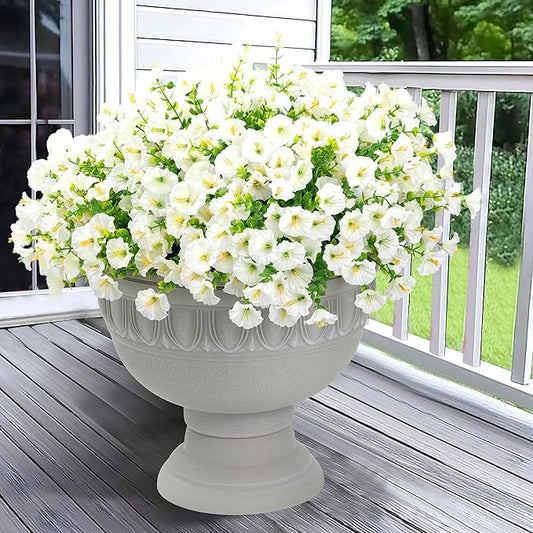 Artificial Flowers for Outdoor Indoor Garden Home Decoration, Faux Flower Daisy with Eucalyptus Leaves Fake Plants Greenery Boxwood Porch Patio, 12 Bundles