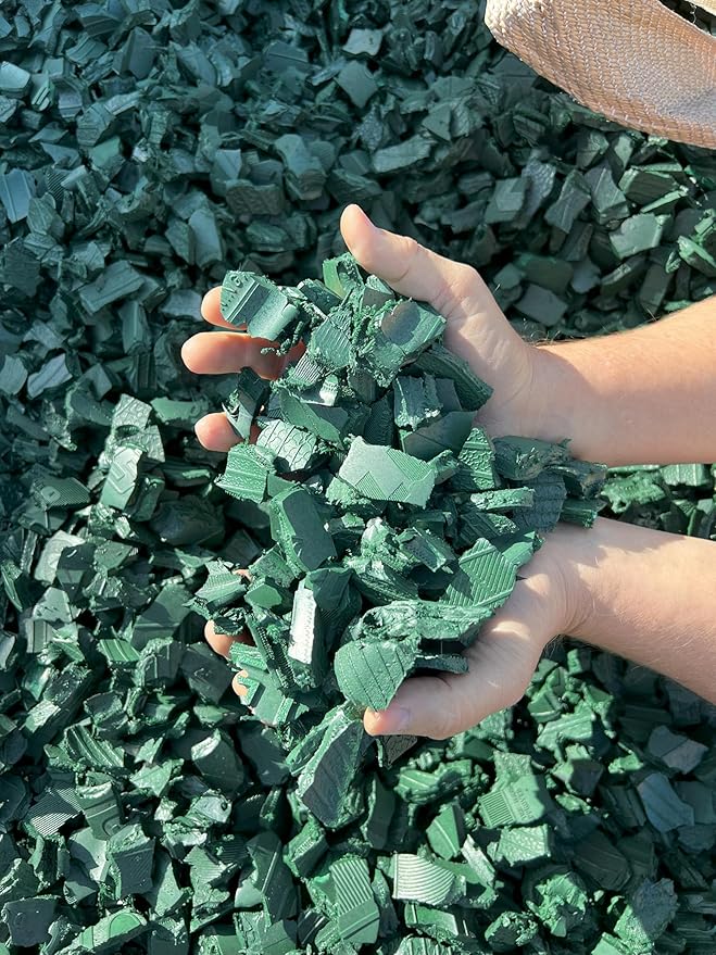 – 100% Wire-Free Premium Grade Nugget Rubber Mulch for Playgrounds & Landscaping | Safe for Kids & Pets, No Replacement Needed, Ultra Durable | Green, 20 lb (0.8 cu ft)