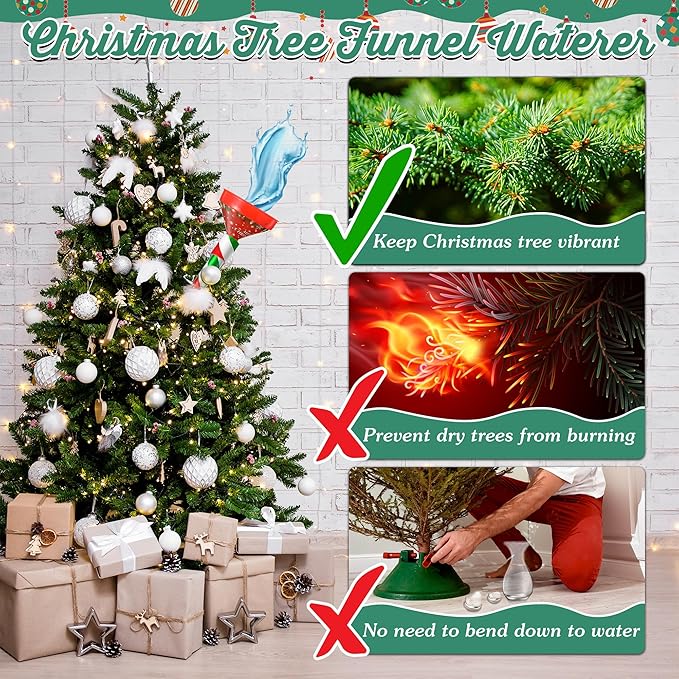 Dreyoo 2 Pack Christmas Tree Watering Funnel, 44 Inch Christmas Tree Watering System Device Xmas Metal Tube Spout for Indoor Christmas Tree and Outdoor Trees