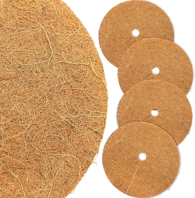 Coconut Fiber Mulch Rings for Winter Plant Protection Coconut Fibers Mulch Ring for Shrubs Against Cold Frost Wind, 4PCS 11.7inches/30cm Diameter