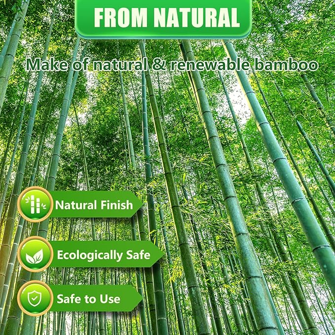 Natural Bamboo Poles, 2 Feet Bamboo Sticks for Plants, Wood Garden Stakes for Tomato, Bean, Flowers, Trees Potted and Climbing Plants, 25 Pack