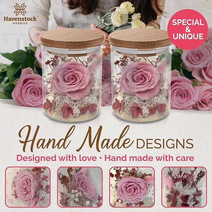 Pink Rose in a Glass Dome - Premium Real Roses That Last a Year or More - Mother's Day Unique Gifts for Her Preserved Roses - Forever Flower Decor Preserved Flowers - Eternal Rose Display