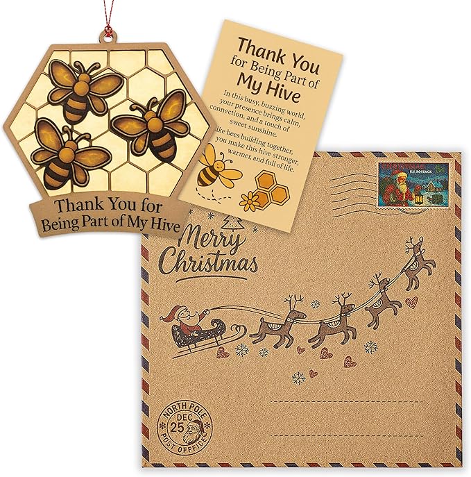 Bee Ornament - Honeybee Decor - bee Gift for Women - bee Gifts - bee Decorations for Home - Christmas Ornament 2025 - White Elephant Gifts - Xmas Tree Funny Decoration RUSATEN Hive