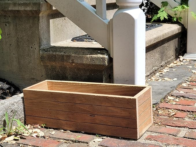 Handmade Cedar Wood Planter Box – Custom Small Indoor Outdoor Window Herb Box with Drainage Hole – Rustic Kitchen, Living Room, or Wedding Decor – Made in USA – Wood Flower or Plant Holder (24")