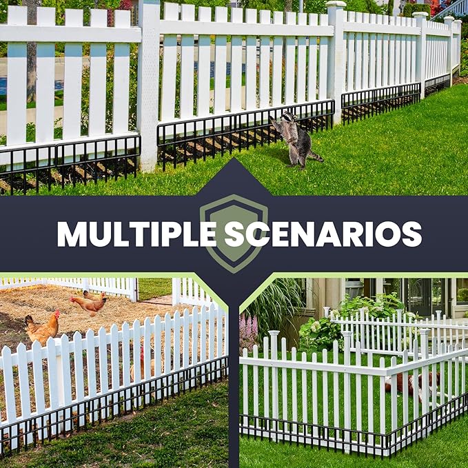 19.5 Ft(L) X 13Inch(H)Animal Barrier Fence - 14 Pack No Dig Fence Panels Dog Dig Fence Barrier Metal Small Garden Fence Border for Dogs Rabbits Defense Bottom Blocker for Outdoor Yard Patio