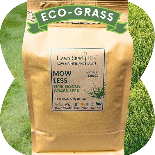 Flawn Seed Kits Mow Less Fine Fescue Grass Seed, 2 lbs, Low Maintenance Lawn, Shade Tolerant, Covers up to 1000 Sqft