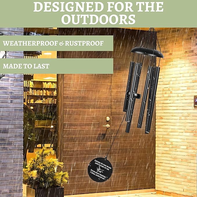 Dog Memorial Gifts, Dog Memorial Wind Chime, Pet Loss Sympathy Gift, Bereavement Gift & Passing Away Remembrance Memory Garden 28" Black