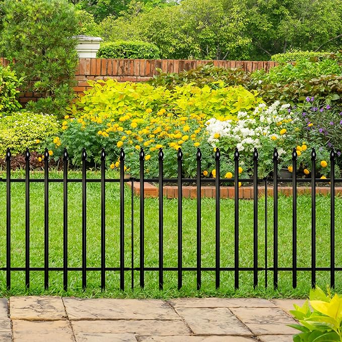 ARIFARO Decorative Metal Garden Fence 24" high x 24" Wide 5 Pack, Animal Barrier for Dog Pet,Border Garden Fencing for Outdoor Patio Lawn Yard Flower Bed