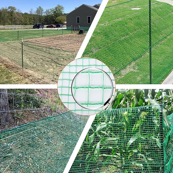 4'x65' Garden Fence Temporary Fence Plastic Fence Safety Fencing Snow Fencing for Poultry Deer Rabbit Chicken Dog Animal Barrier Green
