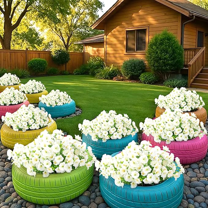Artificial Flowers for Outdoor Indoor Garden Home Decoration, Faux Flower Daisy with Eucalyptus Leaves Fake Plants Greenery Boxwood Porch Patio, 12 Bundles