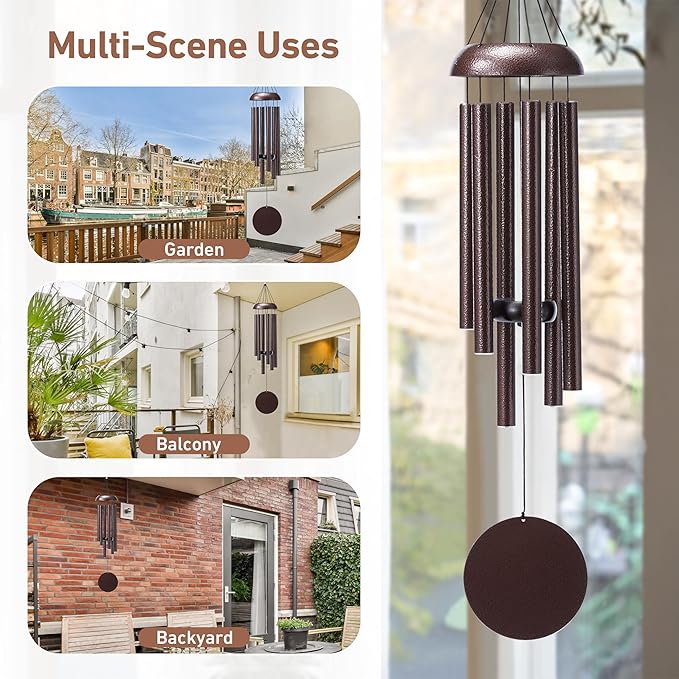 Wind Chimes for Outside - Deep Tone Soothing Melodic Tones, Outdoor Wind Chimes for Garden, Patio Decor, Memorial Sympathy Gift for Loss of Loved One （32''Bronze）