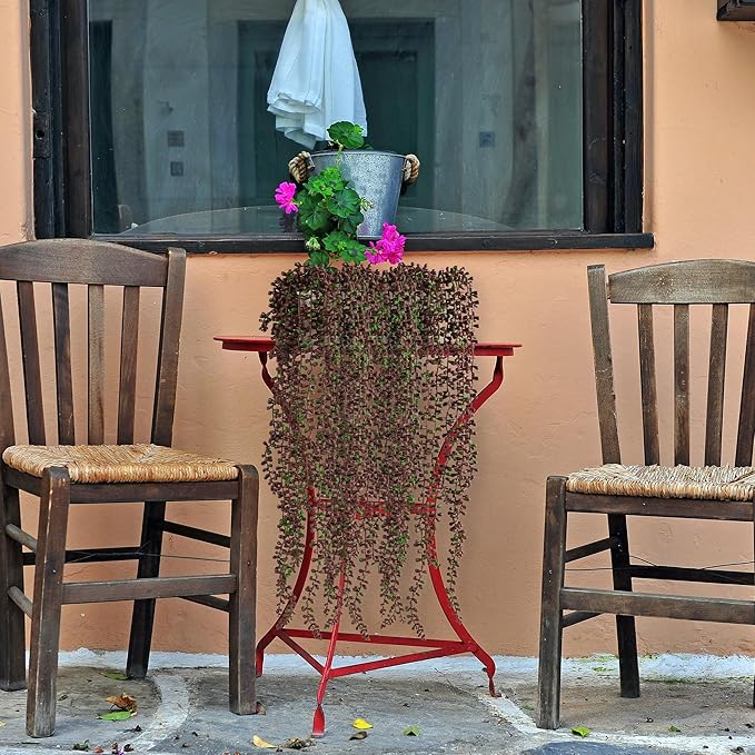 9PCS Orange Artificial Succulents Hanging Plants,27.5 Inch Fake String of Pearls Greenery Plants 5 Branches for Autumn Home Garden Office Party Balcony Wall Indoor Outdoor Fall Dec, Orange