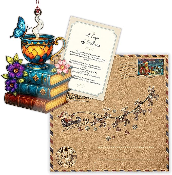 ONM-509-RST-BookTR1 Funny Christmas Book Ornament 2025-book Lover Gifts for Women-Book Ornaments for Christmas Tree-Bookish Gifts-Christmas Ornaments 2025 for Gift, Decor, Exchange