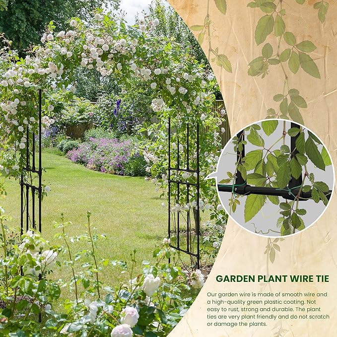 Olle Garden Arbor 95" High 59" Wide Easy to Assemble Wedding Arches for Ceremony Lightweight Garden Trellis Arch Garden Arch Trellis for Climbing Plants, Black