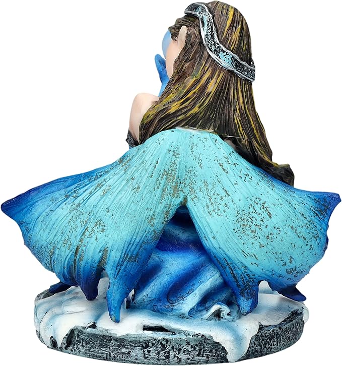 Pacific Giftware 3" Blue Ice Fairy Figurine with Crystal Ball and Frost Accents Small Fairy Statue Perfect for Tabletop Decor and Fantasy Collection