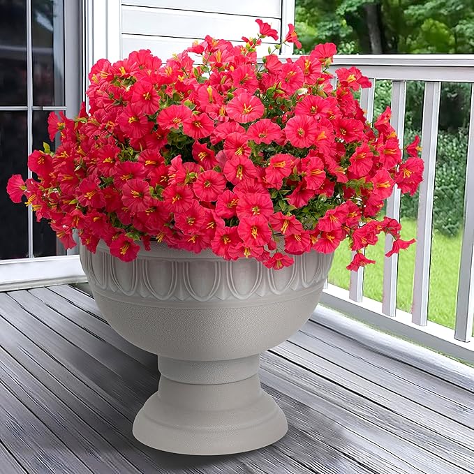 Artificial Flowers for Outdoor Indoor Garden Home Decoration, Faux Flower Daisy with Eucalyptus Leaves Fake Plants Greenery Boxwood Porch Patio, 12 Bundles