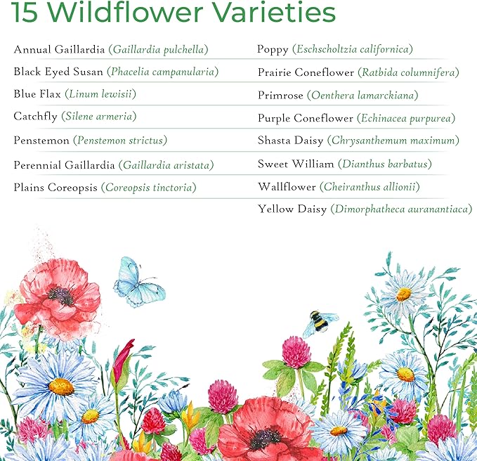 Created By Nature Drought Tolerant Wildflower Seed Mix, 15 Varieties, 67,000 Seeds