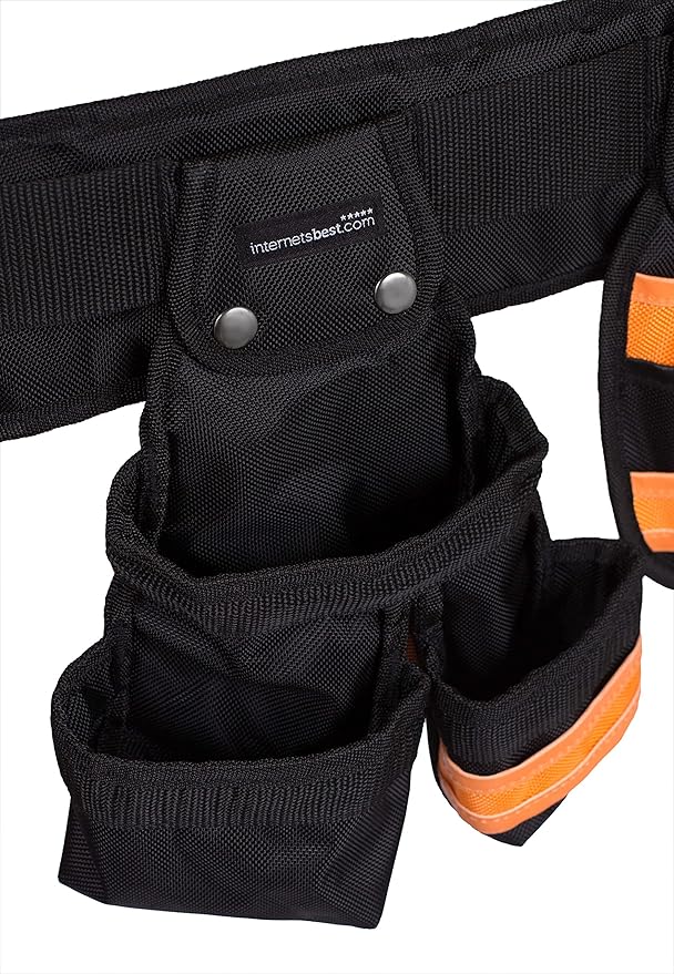 Internet’s Best Tool Belt Carpenter Apron - 10 Pockets - Quick Release Work Belt with Utility Pouch - Handyman Rig - Removable Bags