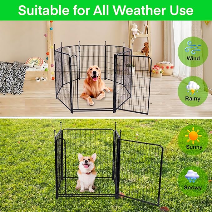 40 in(H) Garden Fence Animal Barrier, 4 Panels Total 8.9 Ft(L) Yard Fence for Dogs，Gate 21 Inches Wide with Low Sills，Animal Barrier Fences, Tall Garden Fence Border, Flower Bed Fencing