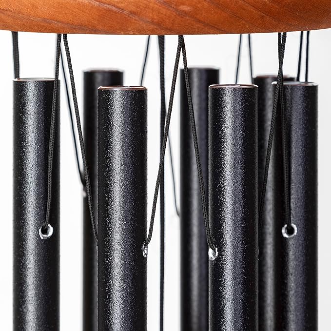 Festival 24-inch Redwood Wind Chime 8 Tubes in Black by Wind River for Patio, Backyard, Garden, and Outdoor décor. Made in The USA