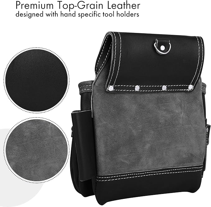 FUERI Leather Tool Belt Bags Pouches Heavy Duty for Men Construction Carpenter Electrician Framer Women Iron Worker