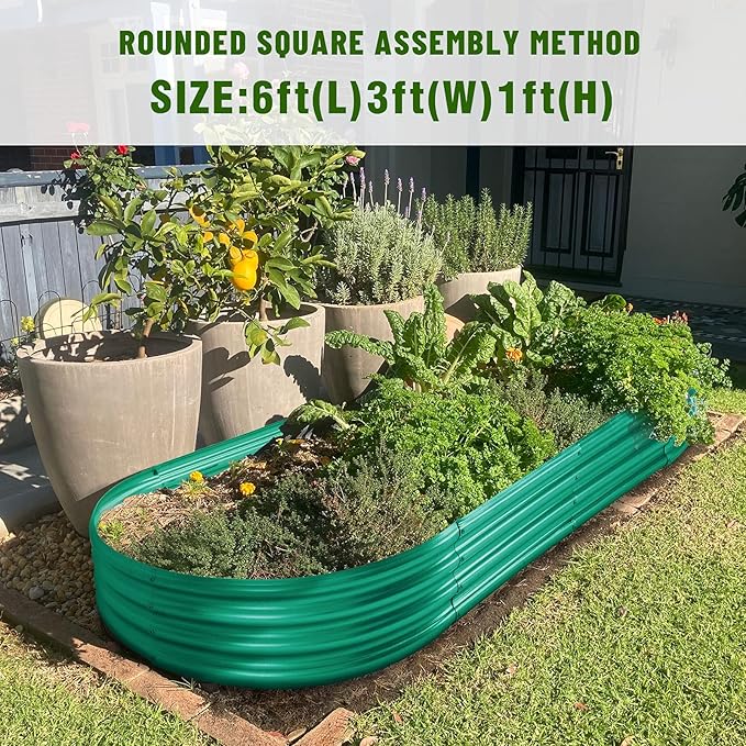 Land Guard Green Raised Bed, 6×3 ft Elevated Planter Box, Raised Beds for Gardening Vegetables（Green）…