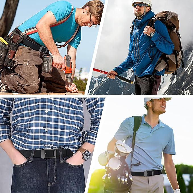 Men's Elastic Tactical Belt, Golf Work Ratchet Belt, Outdoor Nylon Casual Cuttable Belt